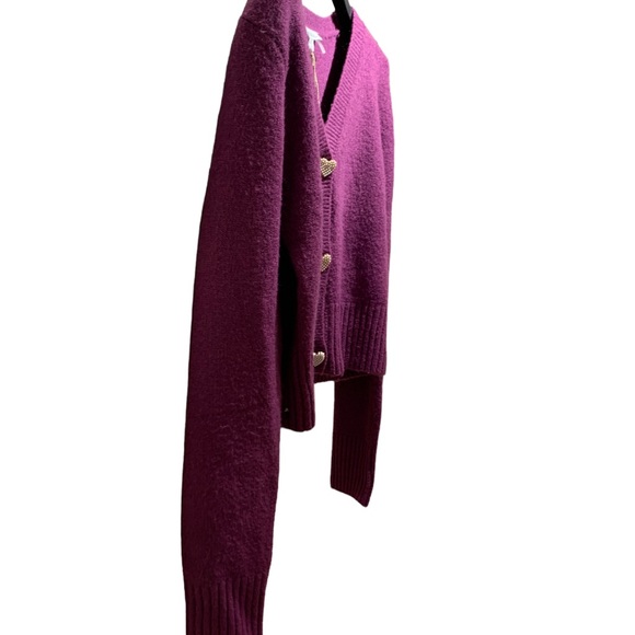 NWT Women’s French style sweater/cardigan/top by Free the roses in purple size S - Picture 2 of 5